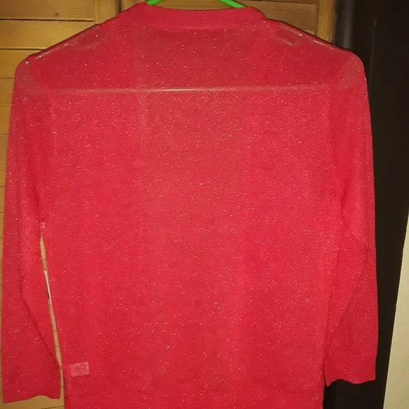 Sag Harbor SZ 8 Tropical V Neck Fitted Short Dress + Sparkle Shrug Vacay Cruise - Picture 6 of 10